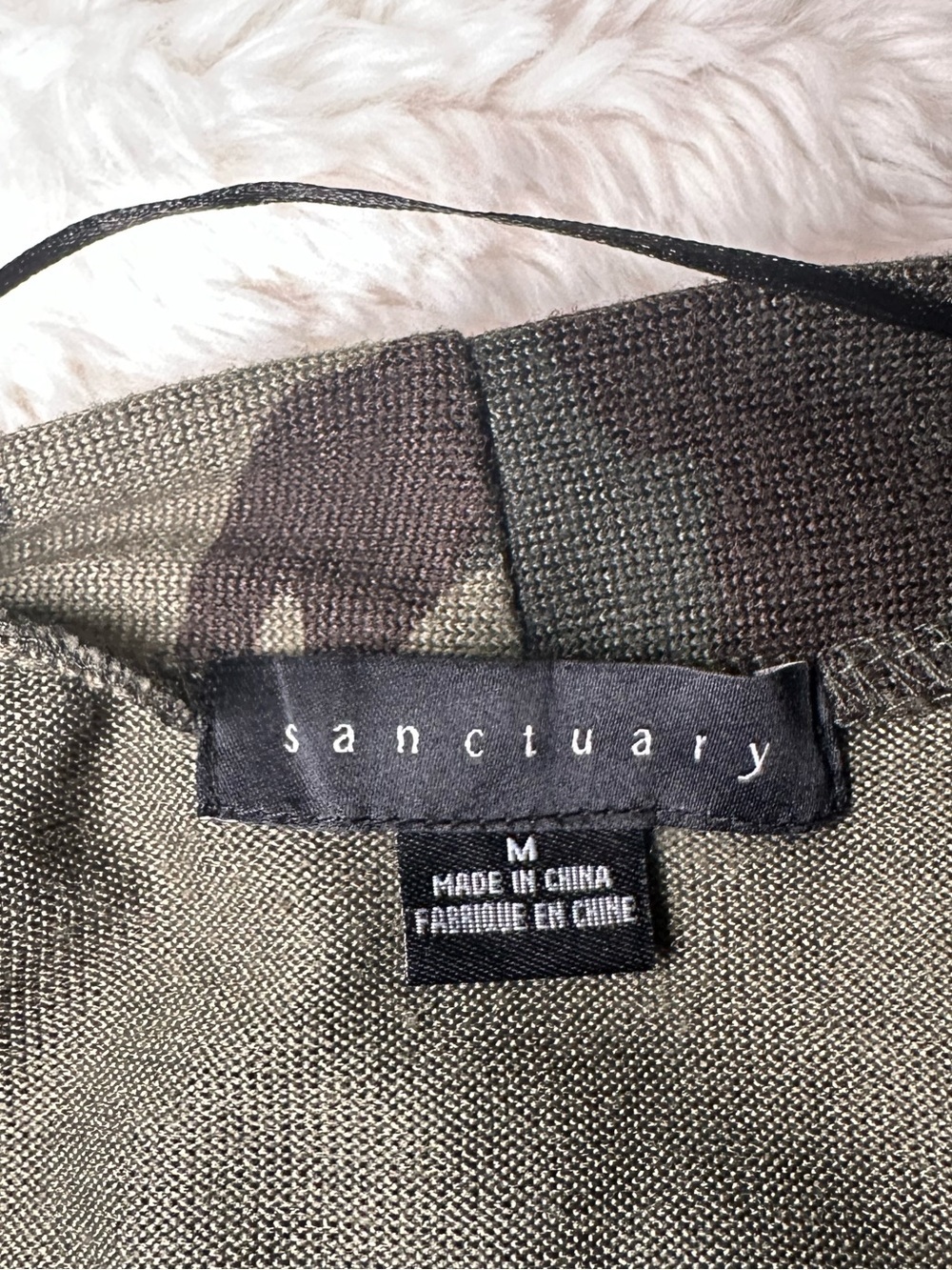 Sanctuary Camo Open Front Cardigan Medium Olive Green Military Utility Sweater - Picture 6 of 9